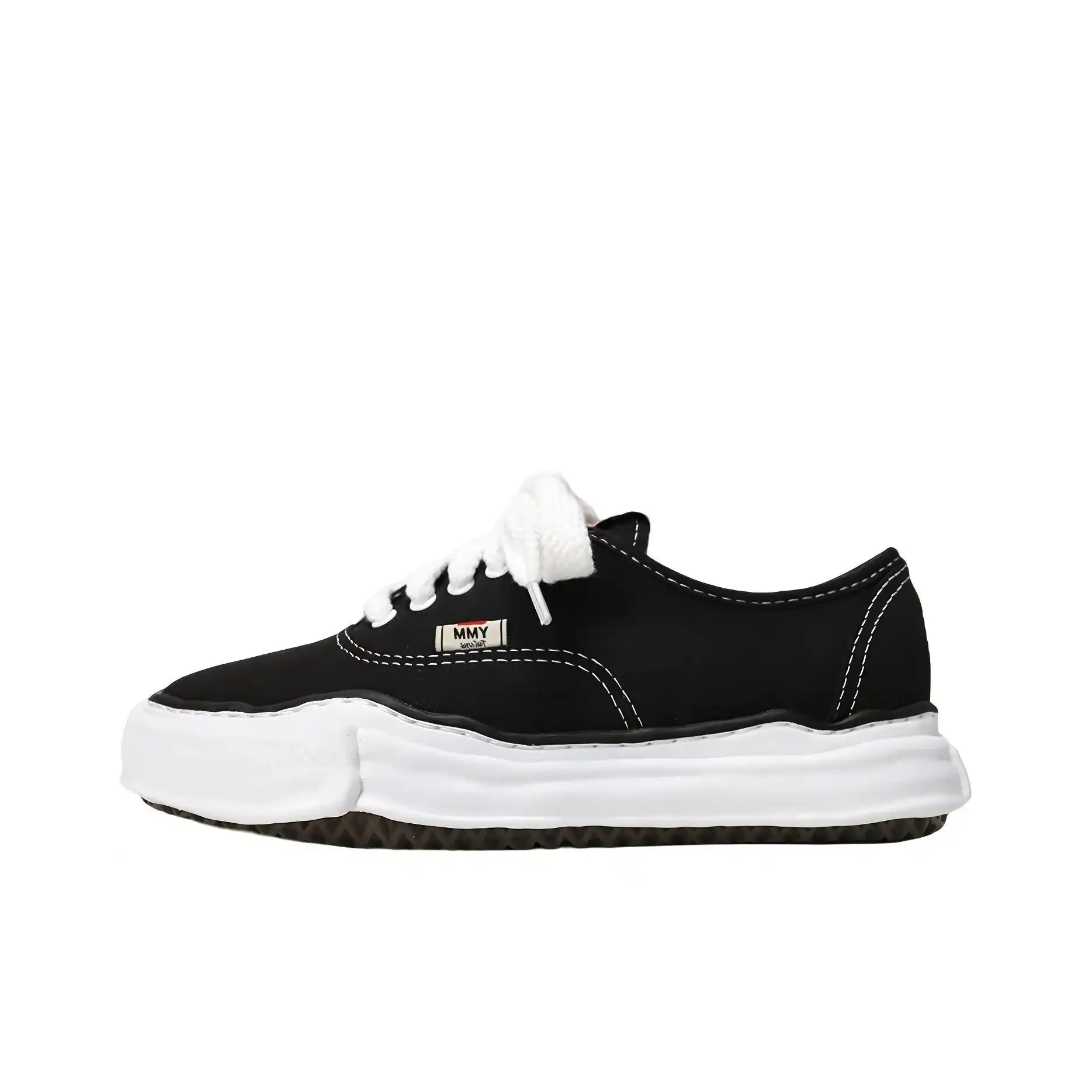 Maison Mihara Yasuhiro Baker OG Sole Canvas Low Cut Sneakers Black_5_11zon